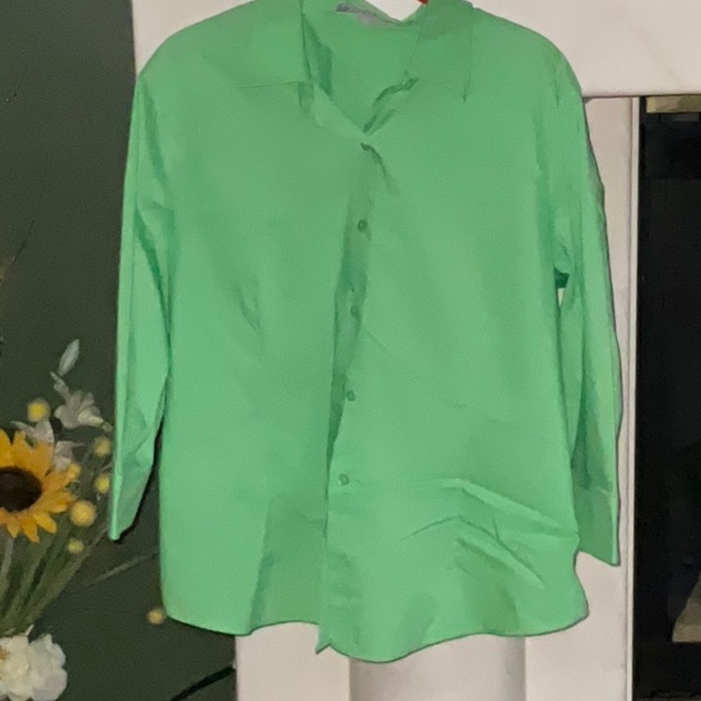 Foxcroft Fitted Stretch Button-Up 3/4 Sleeve Size… - image 1